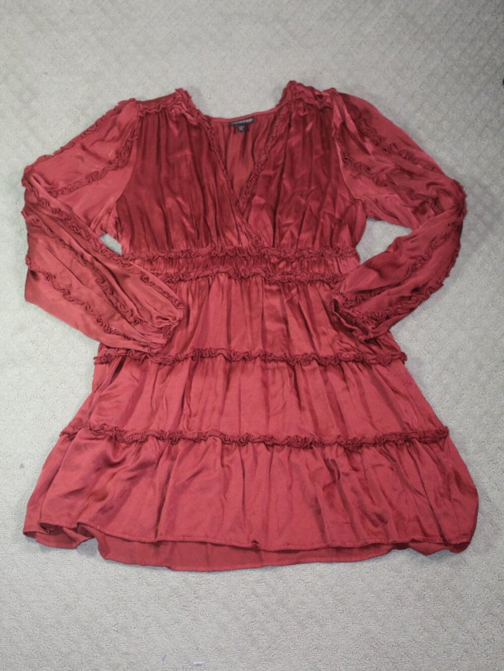 Shyanne Size XL Rust Red Western Stretchy V-Neck Mini Dress